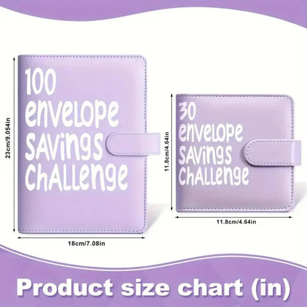 30 Envelope Savings Challenge Purple Binder NEW